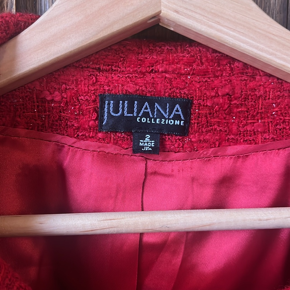 Juliana Collezione Red Tweed Jacket - Picture 6 of 11